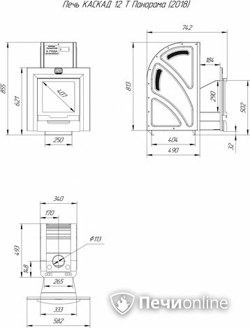 Дровяная банная печь Теплодар Каскад-12 Т Панорама (2018) в Миассе