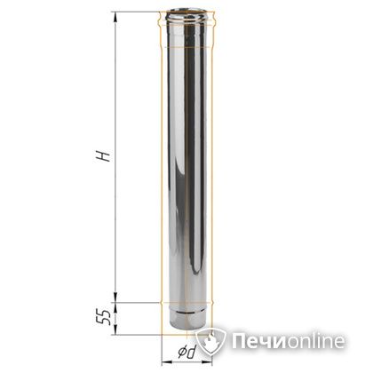 Дымоход Феррум Дымоход нержавейка 08 d-115 L=1м в Миассе