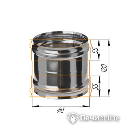 Дымоход Феррум Адаптер ММ для печи нержавеющий 08 d-120 в Миассе